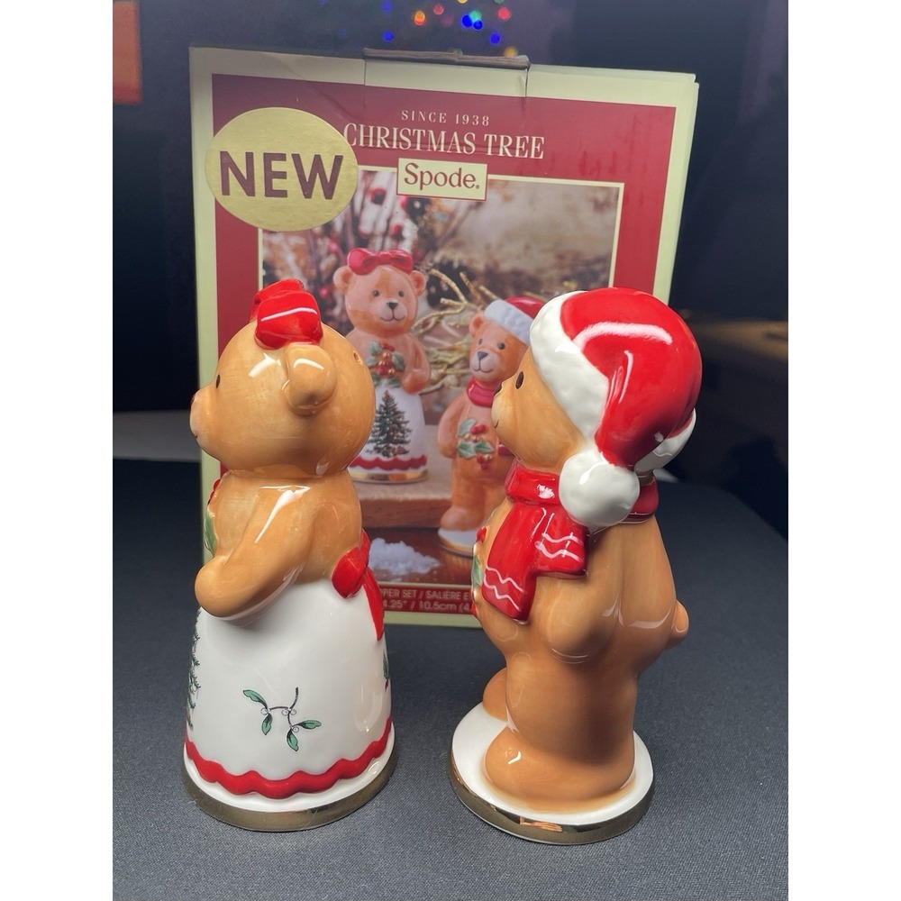 Spode Christmas Tree Salt and Pepper‎ Shakers Teddy Bear New in Box - Picture 2 of 6